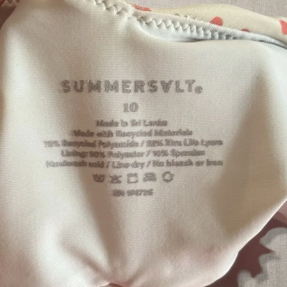 Summersalt The Ruffle Oasis One Piece Swimsuit Coral Cream Polka Dot Size 10